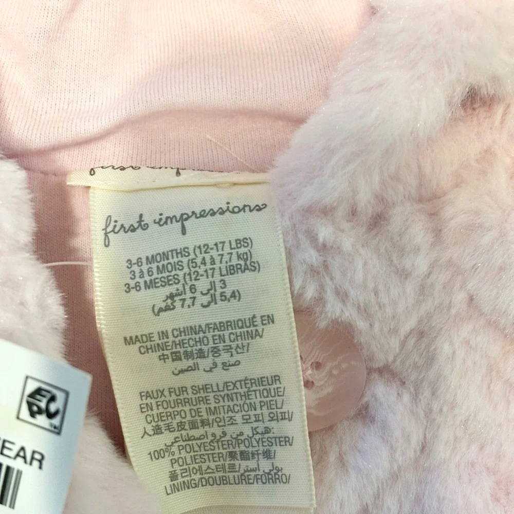 First Impressions Soft Pink Baby Coat Size 3-6 months NWT